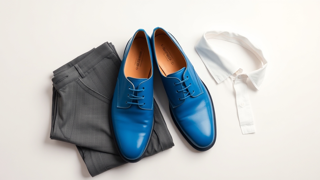 Niebieskie buty uzupełniają formalne ubrania