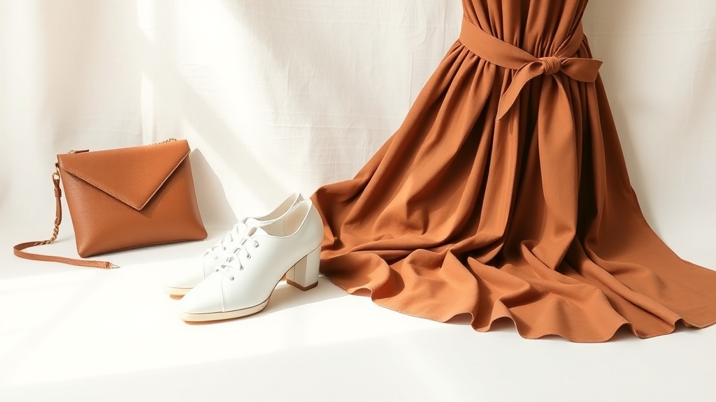 brązowa sukienka białe buty stylizacja