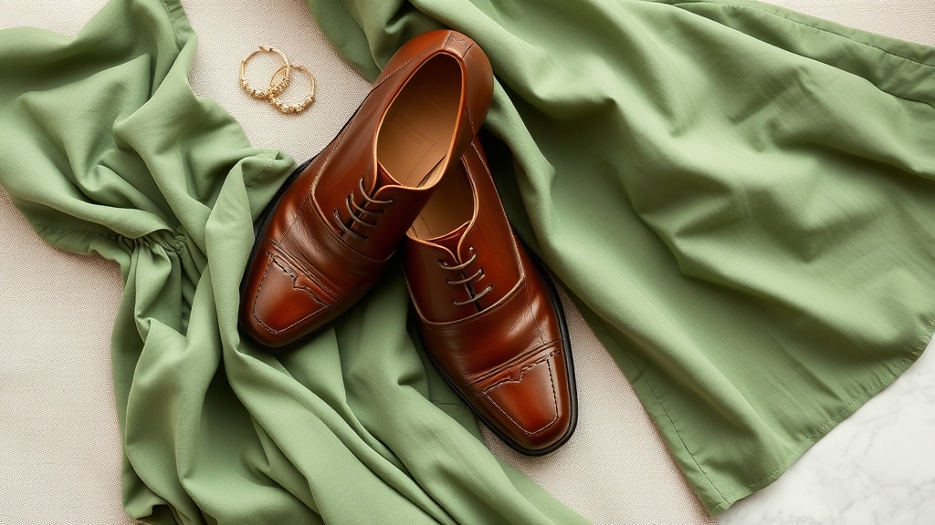 brązowe buty dopełniają zielone sukienki