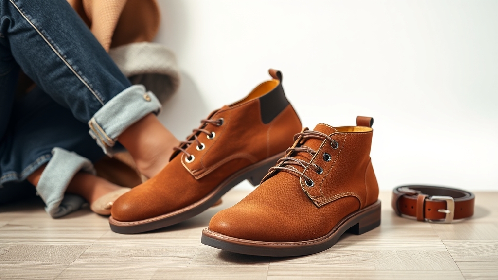 brązowe buty z dżinsami