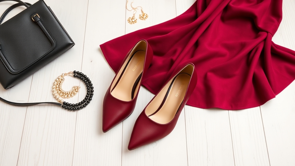 burgundowe sukienki czarne buty stylizacja