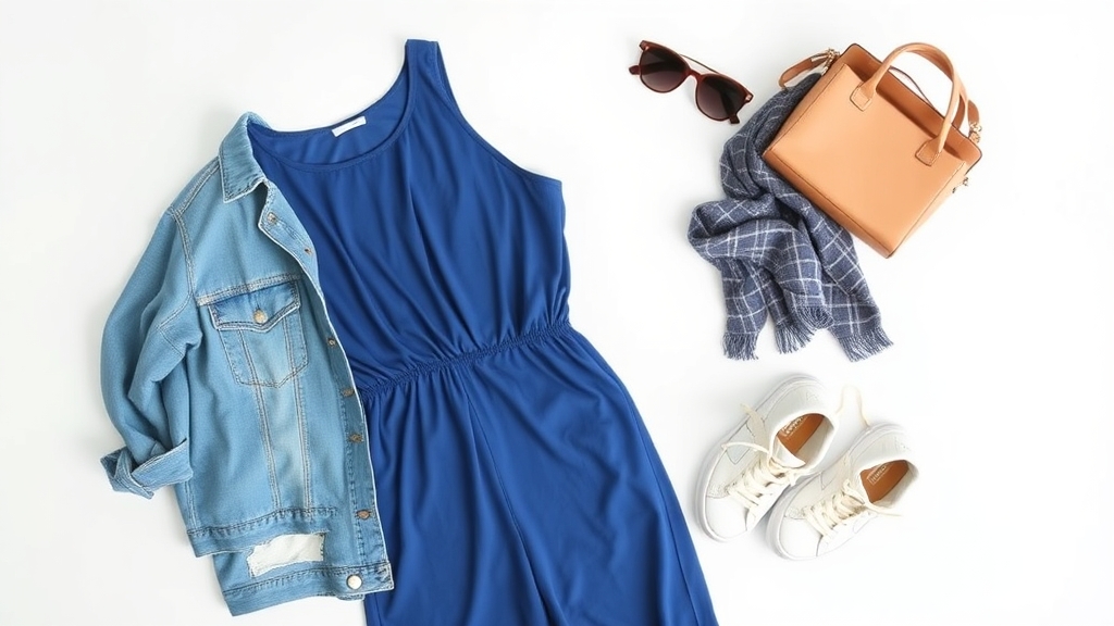 luźny niebieski kombinezon opcje obuwia