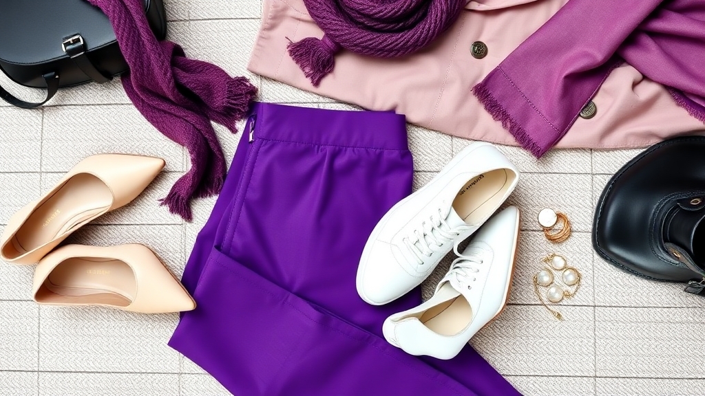 kombinacje kolorów do fioletowych spodni