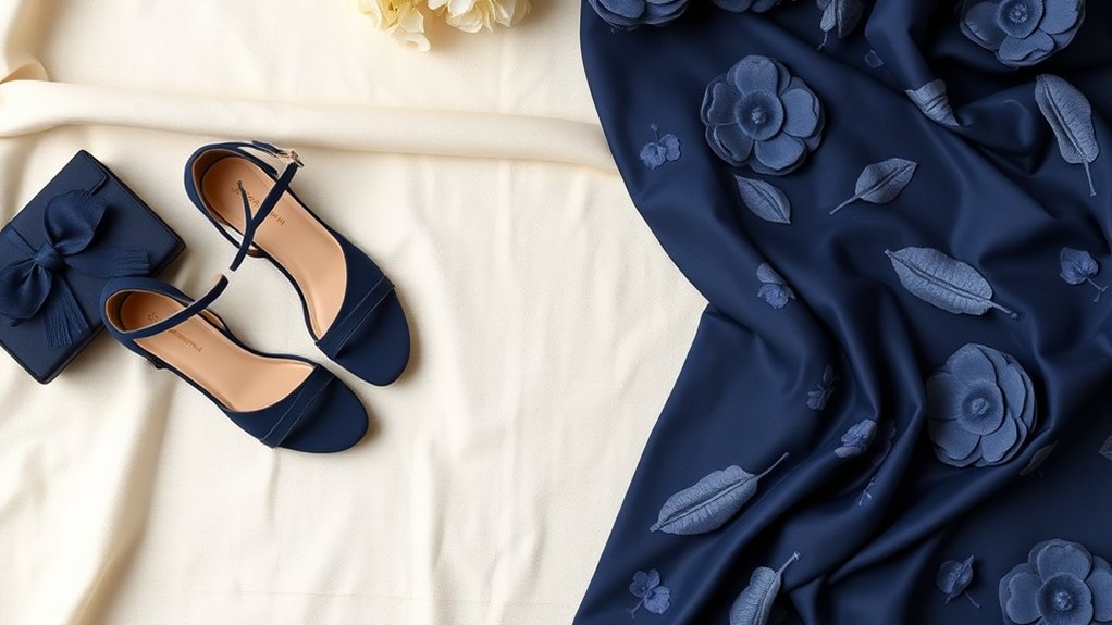 kwiatowe granatowe buty