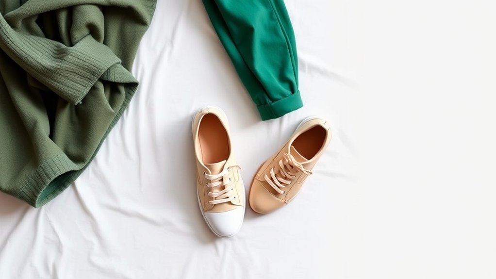 pomysły na buty do zielonych spodni