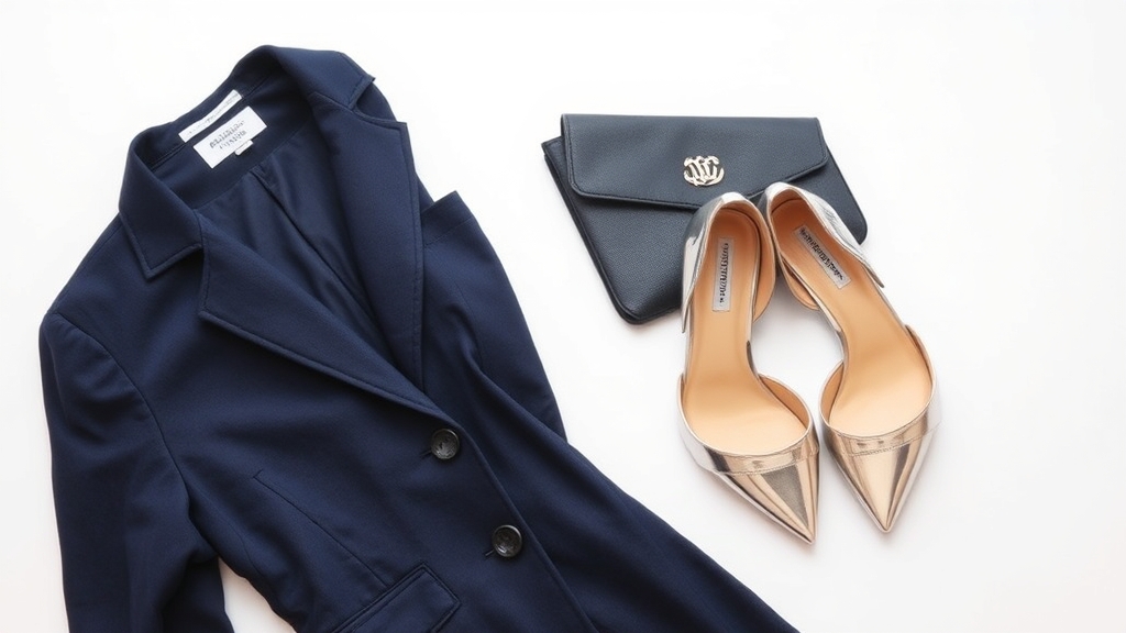 metaliczne buty uzupełniają granatowy