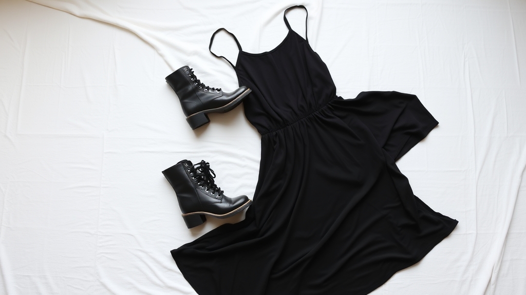 buciki wojskowe i czarne suknie