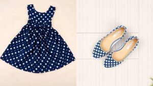Navy Blue Dress With White Polka Dots? Sprawdź idealne buty!