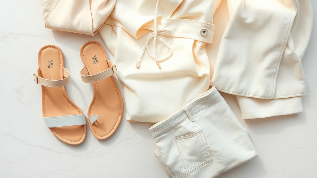 sandały uzupełniają jasne spodnie