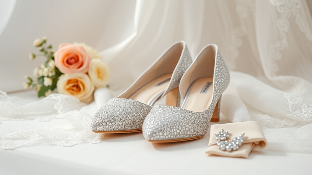 błyszczące buty podkreślają elegancję panny młodej