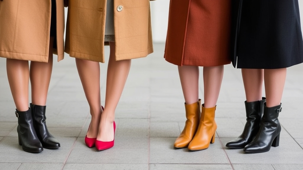 kolory butów wzmacniają style płaszczy