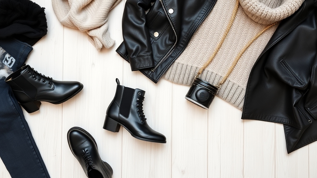 buty dopełniające czarną kurtkę