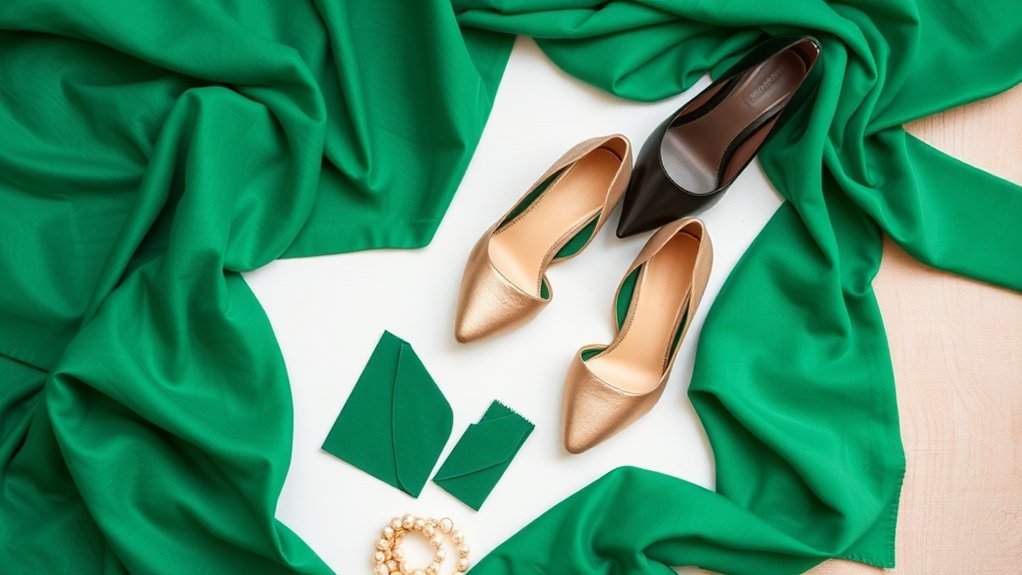 buty do zielonej butelki sukienki