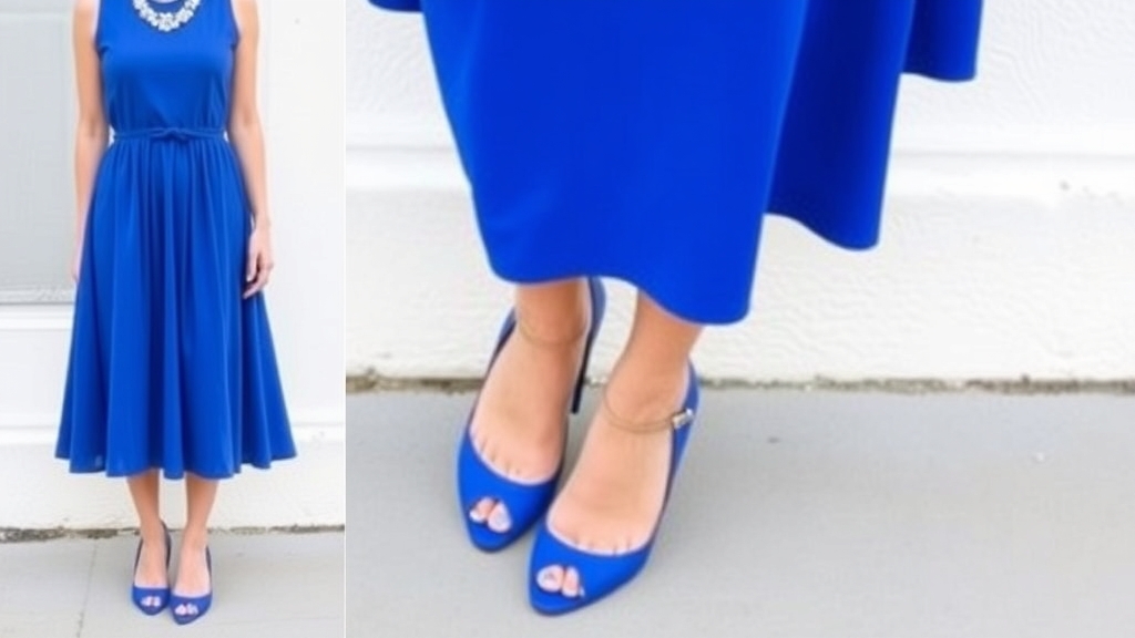 sneakers uzupełniają niebieską sukienkę