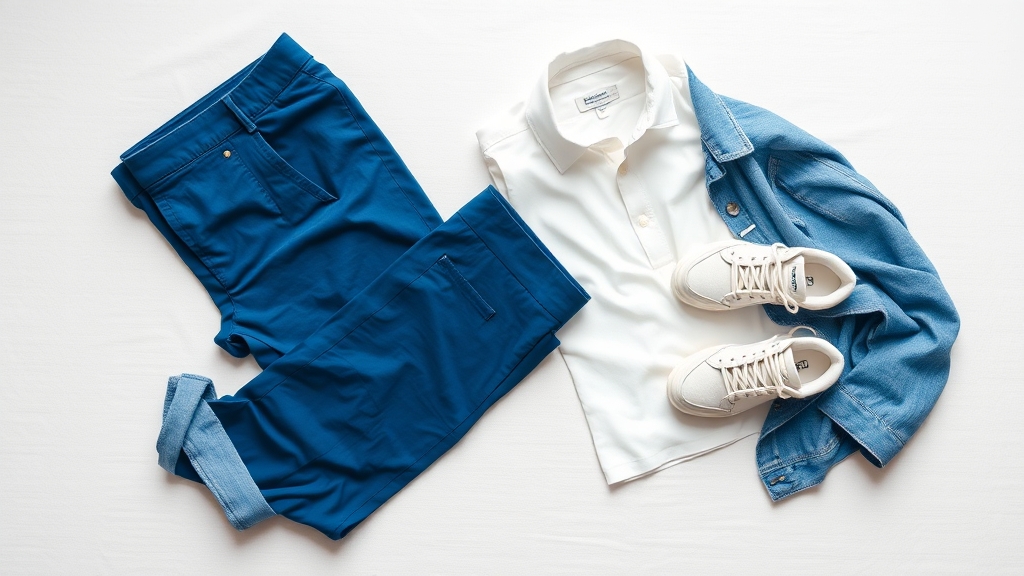 sneakers uzupełniają niebieskie spodnie