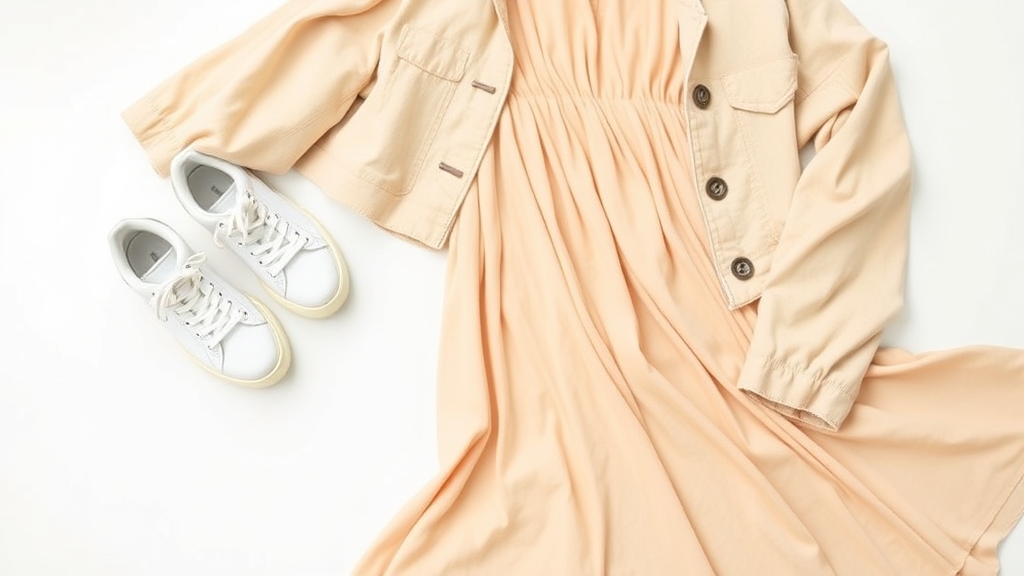sneakers uzupełniają ecru sukienkę