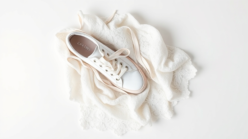 sneakery podnoszą sukienkę z koronką