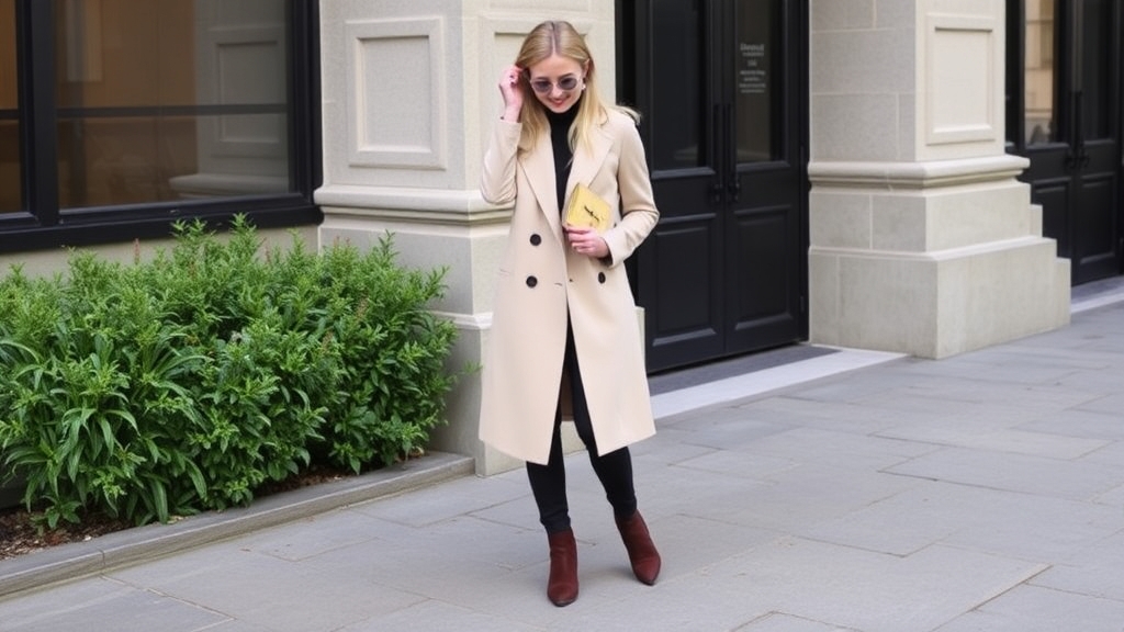 stylowy beżowy płaszcz do pary