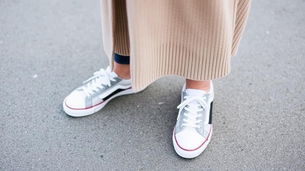 stylowy długi sweter sneakersy