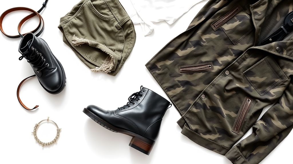 stylowa kurtka wojskowa obuwie