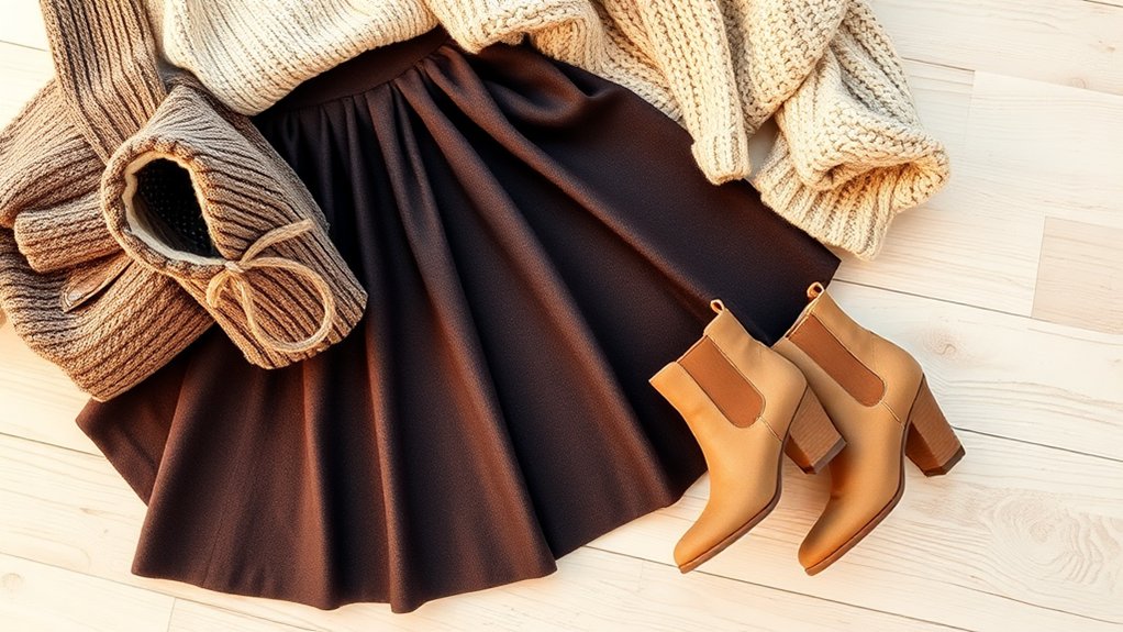 stylowa zimowa spódnica obuwie