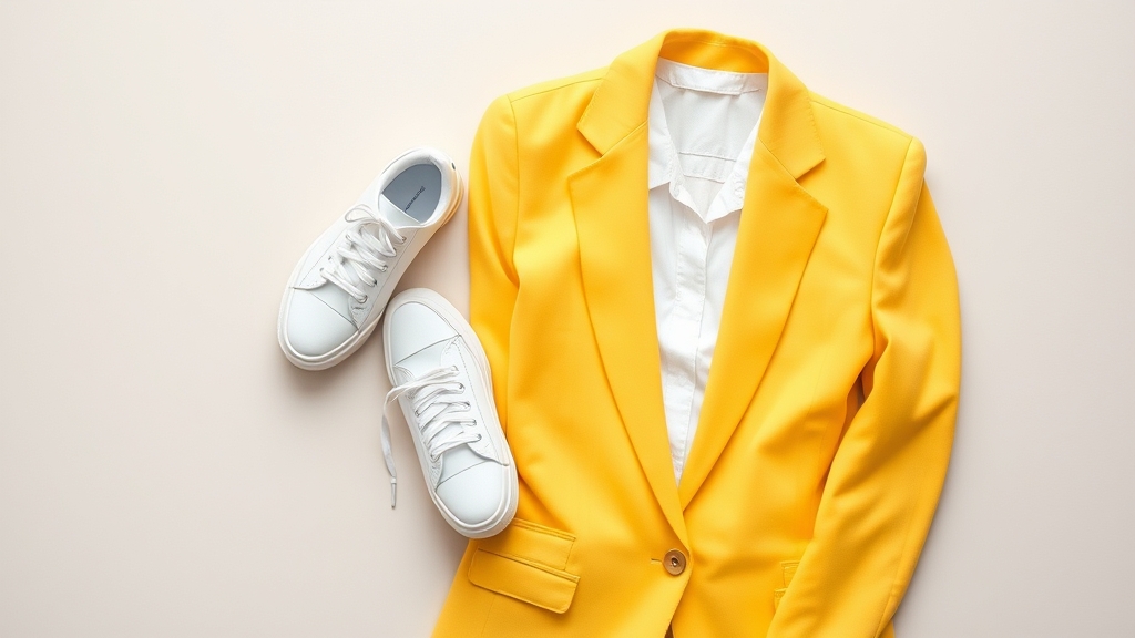 stylowy żółty blazer sneakersy
