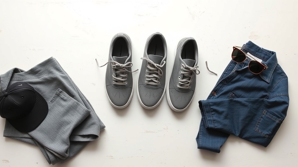 wszechstronny strój z szarymi trampkami