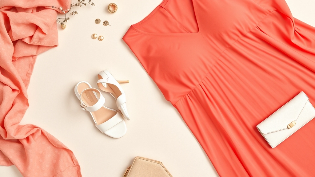 białe buty z koralową sukienką