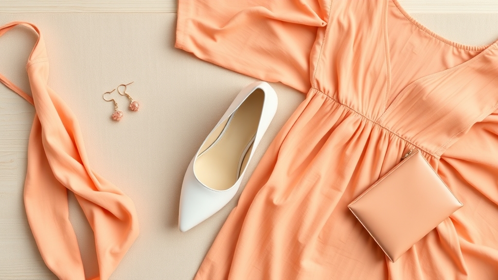 białe buty z brzoskwiniową sukienką