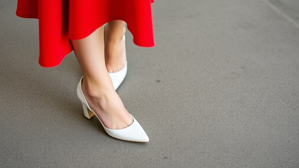 białe buty z czerwonymi sukienkami