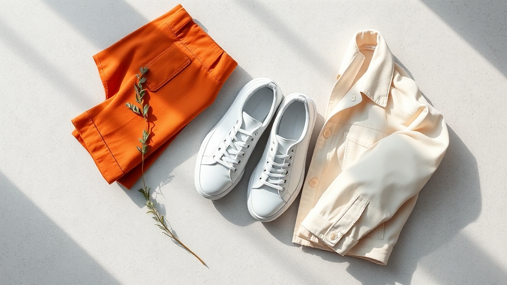 białe sneakersy i pomarańczowe spodnie