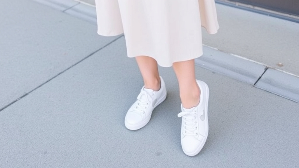 białe trampki z midi spódnicami
