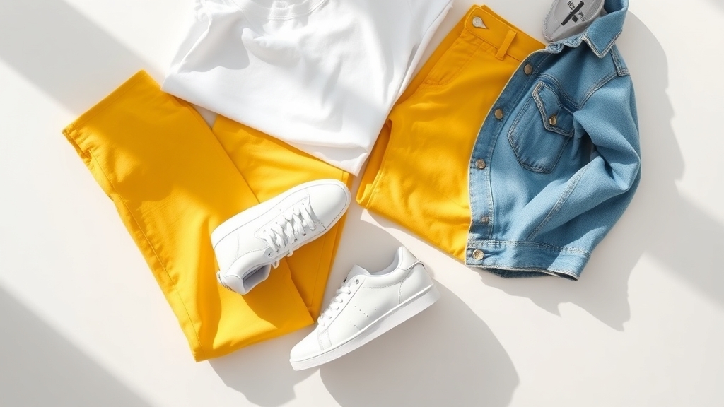 żółte spodnie z trampkami